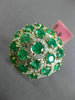 ESTATE LARGE 4.87CT DIAMOND & AAA EMERALD 18KT 2 TONE GOLD FLOWER CLUSTER RING
