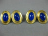 ESTATE LARGE AAA BLUE CHALCEDONY 22KT YELLOW GOLD 3D OVAL MEN'S CUFFLINKS #26235
