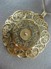 ANTIQUE EXTRA LARGE 14KT ROSE GOLD CLASSIC FLOWER CIRCLE FILIGREE PENDANT #21874