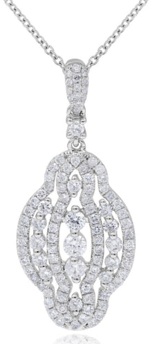 .91CT DIAMOND 18KT WHITE GOLD 3D PAST PRESENT FUTURE FLORAL FUN FLOATING PENDANT