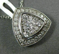 ESTATE .49CT DIAMOND 14K WHITE GOLD CLUSTER TRIANGULAR MILGRAIN FILIGREE PENDANT