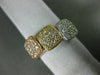 ESTATE WIDE .45CT DIAMOND 14KT TRI COLOR GOLD SQUARE CLUSTER STACKABLE FUN RING