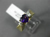 ESTATE .69CT DIAMOND & AAA HEART SHAPE AMETHYST 14K 2 TONE GOLD 3D PROMISE RING