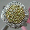 ESTATE WIDE .86CT DIAMOND 18KT WHITE & YELLOW GOLD HEXAGON CLUSTER CLASSIC RING