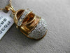 ESTATE LARGE .43CT DIAMOND 14KT ROSE GOLD 3D BABY SHOE PAVE FUN FLOATING PENDANT