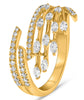 LARGE .60CT DIAMOND 14K YELLOW GOLD MARQUISE & ROUND MULTI ROW CRISS CROSS RING