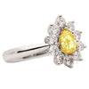 ESTATE WIDE 1.9CT WHITE & FANCY YELLOW DIAMOND 18K TWO TONE GOLD ENGAGEMENT RING