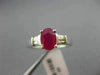 ESTATE .70CT DIAMOND & AAA RUBY 14KT WHITE GOLD 3D OVAL BAGUETTE ENGAGEMENT RING