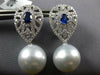 2.16CT DIAMOND & SAPPHIRE & AAA SOUTH SEA PEARL 18K WHITE GOLD HANGING EARRINGS