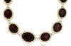 LARGE 70CT DIAMOND AAA GARNET 14K YELLOW GOLD OVAL HALO ETERNITY TENNIS NECKLACE