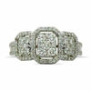 ESTATE LARGE .86CT DIAMOND 18KT WHITE GOLD CLUSTER OCTAGON 3 STONE PROMISE RING
