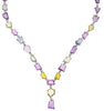 LARGE 55.24CT DIAMOND & AAA MULTI COLOR SAPPHIRE 18KT WHITE GOLD LARIAT NECKLACE