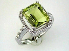 ESTATE 4.75CT DIAMOND & AAA LEMON QUARTZ 14KT WHITE GOLD 3D SQUARE HALO FUN RING