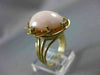 ANTIQUE LARGE .1CT OLD MINE DIAMOND AAA CORAL 14K YELLOW GOLD FLOWER RING 19562