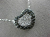 ESTATE 1.22CT WHITE & BLACK DIAMOND 14K WHITE GOLD LOVE HEART PENDANT CHAIN #586