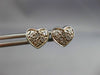 ANTIQUE .24CT DIAMOND 14KT WHITE GOLD 3D CLASSIC PAVE HEART STUD EARRINGS #9945