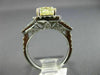 LARGE 3.82CT WHITE & FANCY YELLOW CUSHION DIAMOND 14K WHITE GOLD ENGAGEMENT RING