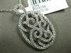 ESTATE LARGE .78CT DIAMOND 18K WHITE GOLD 3D OPEN OVAL FILIGREE FLOATING PENDANT