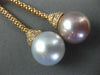 LARGE .30CT DIAMOND & WHITE PINK SOUTH SEA PEARL 18KT ROSE GOLD LARIAT NECKLACE
