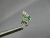 ESTATE .60CT DIAMOND & AAA EMERALD 14KT WHITE GOLD 3D ROUND STUD EARRINGS #26659