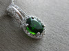 ESTATE 1.54CT DIAMOND & AAA GREEN GARNET 14KT WHITE GOLD 3D OVAL HALO PENDANT