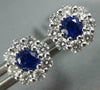 ESTATE .85CT DIAMOND & AAA SAPPHIRE 18K WHITE GOLD CLASSIC FLOWER STUD EARRINGS