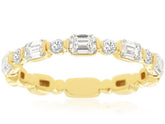.85CT DIAMOND 14KT YELLOW GOLD 3D ROUND & EMERALD CUT WEDDING ANNIVERSARY RING