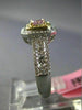 ESTATE GIA .93CT DIAMOND 18KT TWO TONE GOLD 3D HALO CUSHION CUT ENGAGEMENT RING