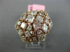ESTATE LARGE 5.29CT WHITE & PINK DIAMOND 18KT 2 TONE GOLD 3D FLOWER CLUSTER RING