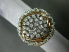 ESTATE EXTRA LARGE 1.50CT DIAMOND 14KT WHITE & ROSE GOLD CLUSTER MULTI ROW RING