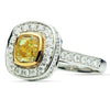 LARGE 2.92CT WHITE & FANCY YELLOW DIAMOND 18KT TWO TONE GOLD 3D ANNIVERSARY RING