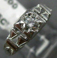 ANTIQUE .35CT DIAMOND 18K WHITE GOLD CLASSIC OPEN FILIGREE ENGAGEMENT RING #9104