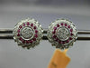 ESTATE LARGE .58CT DIAMOND & RUBY 14KT WHITE GOLD FLOWER FILIGREE STUD EARRINGS