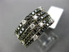 WIDE 3.75CT WHITE & BLACK DIAMOND 14KT WHITE GOLD 3D MULTI ROW ANNIVERSARY RING