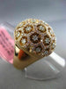 EXTRA LARGE .27CT WHITE & PINK DIAMOND 18K WHITE & ROSE GOLD CLUSTER FLOWER RING