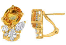 5.44CT DIAMOND AAA YELLOW SAPPHIRE 14KT YELLOW GOLD MULTI SHAPE CLUSTER EARRINGS