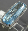 ESTATE LARGE 10.76CT DIAMOND & AAA BLUE TOPAZ 14KT WHITE GOLD 3D HALO FUN RING