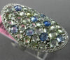 LARGE 4.21CT DIAMOND & AAA GREEN AMETHYST & BLUE TOPAZ 14KT WHITE GOLD OVAL RING