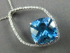 ESTATE X LARGE 8.41CT DIAMOND & AAA BLUE TOPAZ 14KT WHITE GOLD FLOATING PENDANT