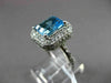 ESTATE LARGE 3.20CT DIAMOND & AAA BLUE TOPAZ 14KT WHITE GOLD 3D EMERALD CUT RING