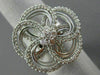 ESTATE MASSIVE 1.34CT ROUND DIAMOND 14K WHITE GOLD 3D OPEN FLOWER COCKTAIL RING
