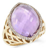 LARGE 17.88CT DIAMOND & AAA PINK AMETHYST 14KT YELLOW GOLD MARQUISE SHAPE RING