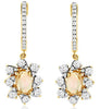 1.22CT DIAMOND & AAA OPAL 14KT YELLOW GOLD ROUND & OVAL FLOWER HANGING EARRINGS