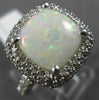 ESTATE LARGE 4.14CT DIAMOND & AAA OPAL 14K WHITE GOLD 3D SQUARE DOUBLE HALO RING