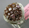 ESTATE LARGE 3.17CT PINK & WHITE DIAMOND 18K TWO TONE GOLD MULTI SHAPE OVAL RING