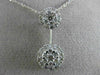 ESTATE 1.0CT ROUND DIAMOND 14K WHITE GOLD 3D FLOWER DOUBLE CLUSTER PENDANT #1939