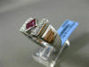 ESTATE LARGE 1.01CT DIAMOND & AAA RUBY 18K WHITE GOLD 3D BOW SHAPE FILIGREE RING