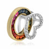 ESTATE .63CT DIAMOND & AAA MULTI COLOR SAPPHIRE 14KT 2 TONE GOLD HEART PENDANT
