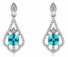 ESTATE 1.78CT DIAMOND & AAA BLUE TOPAZ 14K WHITE GOLD TEAR DROP HANGING EARRINGS