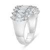 LARGE 2CT DIAMOND 14K WHITE GOLD MARQUISE & ROUND 3 ROW WEDDING ANNIVERSARY RING